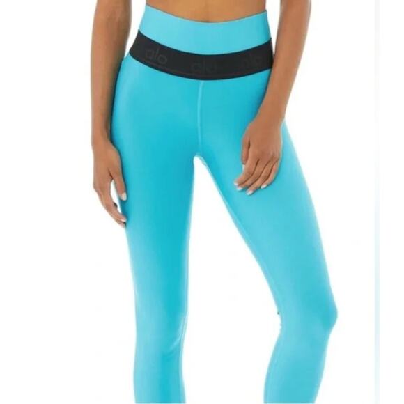 Alo High Waist Fitness Leggings Bright Aqua Size XXS - Picture 3 of 3
